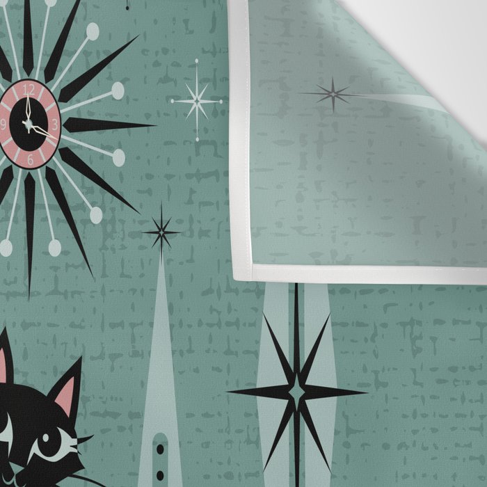 Mid Century Cats and Clocks -Spearmint Custom©studioxtine Wall Tapestry Gallery Image 3