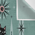 Mid Century Cats and Clocks -Spearmint Custom©studioxtine Wall Tapestry Gallery Image 3
