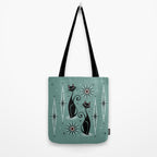 Mid Century Cats and Clocks -Spearmint Custom©studioxtine Tote Bag Gallery Image 2
