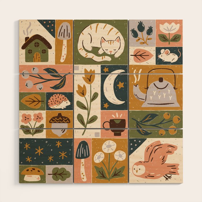 Repose - Cozy Patchwork Wood Wall Art Gallery Image 1