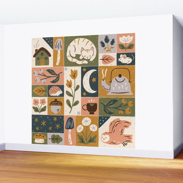 Repose - Cozy Patchwork Wall Mural Gallery Image 2