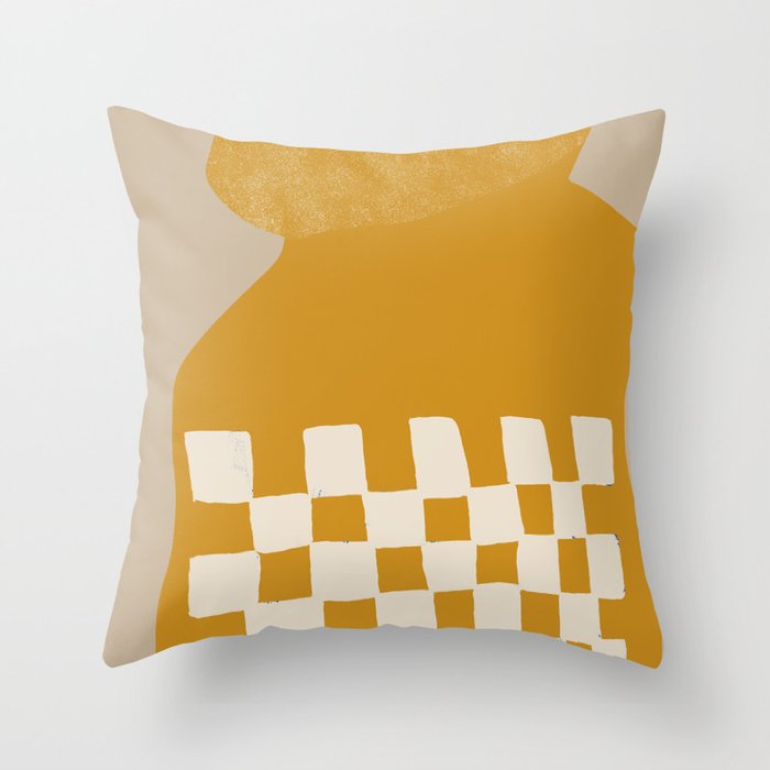 Mustard Shapes Throw Pillow Gallery Image 1
