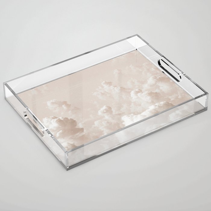 Light Academia Aesthetic white clouds Acrylic Tray Gallery Image 1