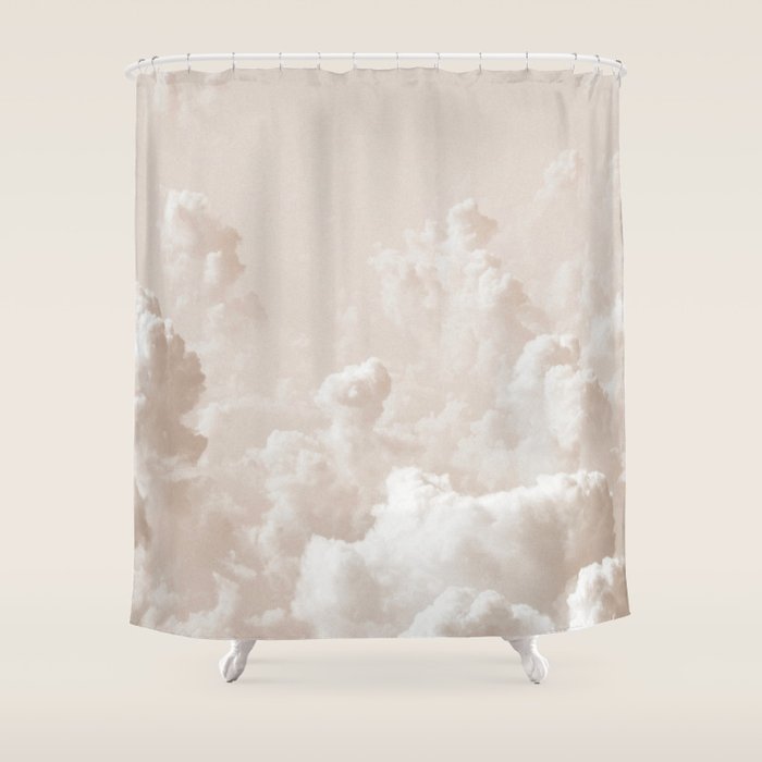 Light Academia Aesthetic white clouds Shower Curtain Gallery Image 1