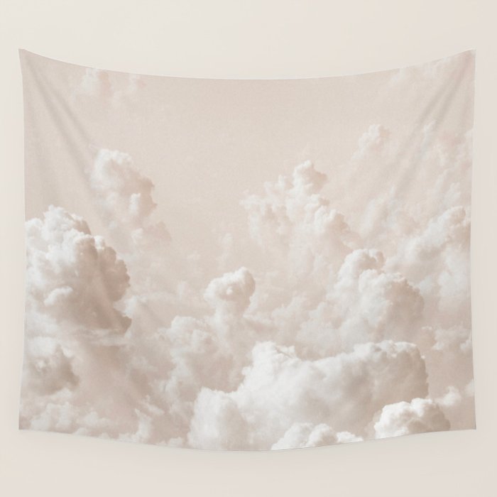 Light Academia Aesthetic white clouds Wall Tapestry Gallery Image 4