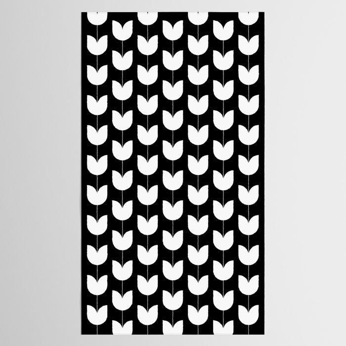 Spring Tulips IV Black and White Mid Century Flowers Tablecloth Gallery Image 2