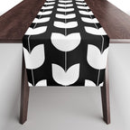 Spring Tulips IV Black and White Mid Century Flowers Table Runner Gallery Image 1
