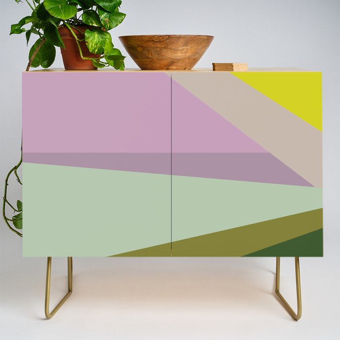 Geometric Shapes #8 Purple and Green Credenza Gallery Image 1