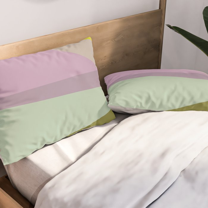 Geometric Shapes #8 Purple and Green Pillow Sham Gallery Image 2
