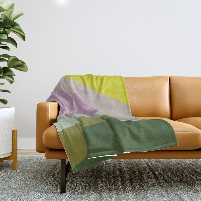 Geometric Shapes #8 Purple and Green Throw Blanket Gallery Image 1