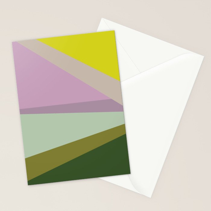 Geometric Shapes #8 Purple and Green Stationery Card Gallery Image 2