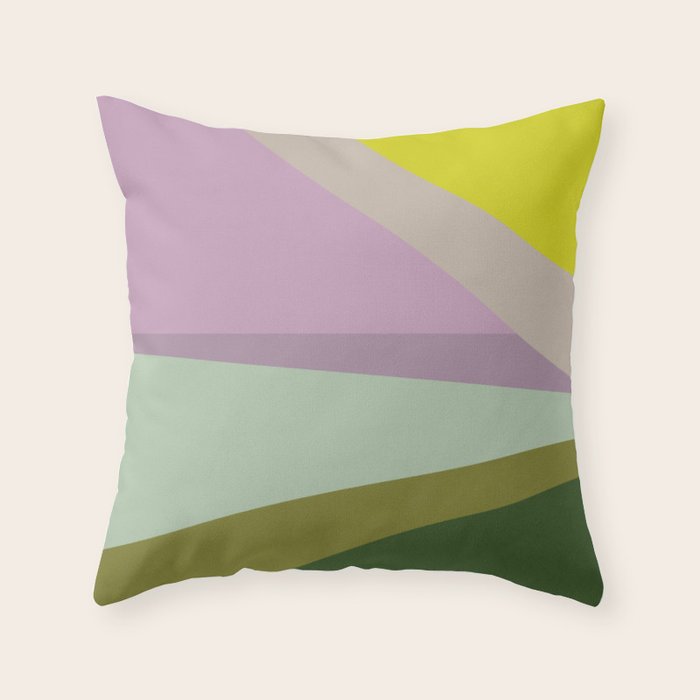 Geometric Shapes #8 Purple and Green Throw Pillow Gallery Image 6