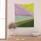 Geometric Shapes #8 Purple and Green Wall Tapestry Gallery Image 2