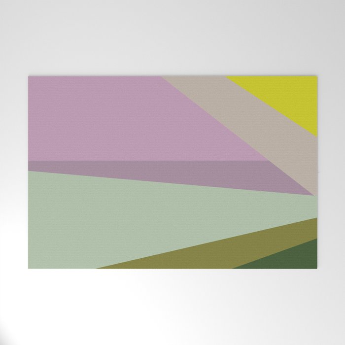 Geometric Shapes #8 Purple and Green Welcome Mat Gallery Image 1