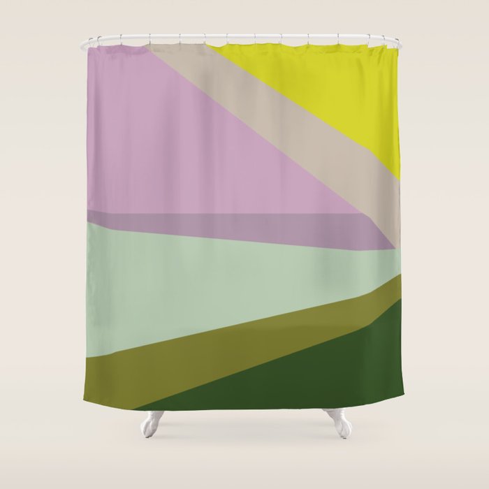Geometric Shapes #8 Purple and Green Shower Curtain Gallery Image 1