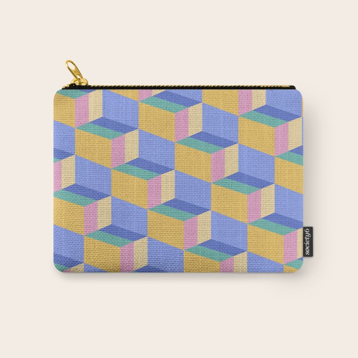 Cuboid Geometric Abstract Shapes Pattern XXIV Carry All Pouch Gallery Image 1