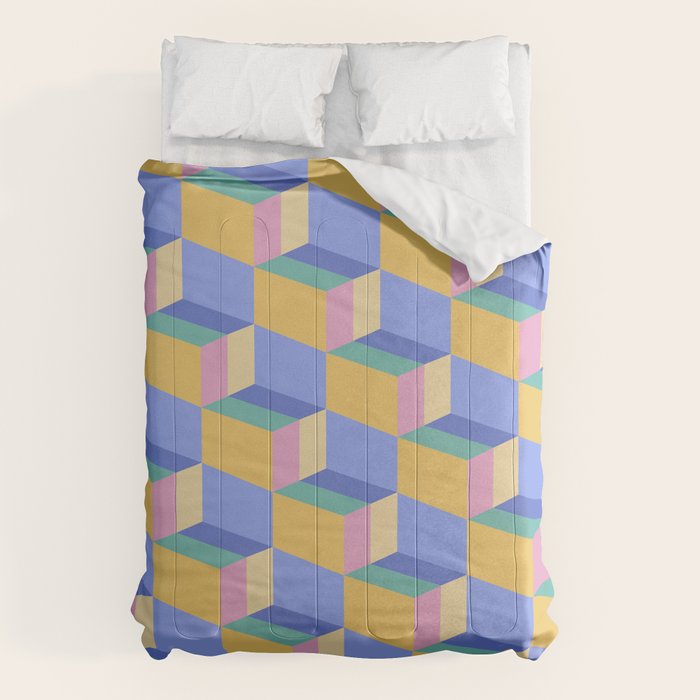 Cuboid Geometric Abstract Shapes Pattern XXIV Comforter Gallery Image 6