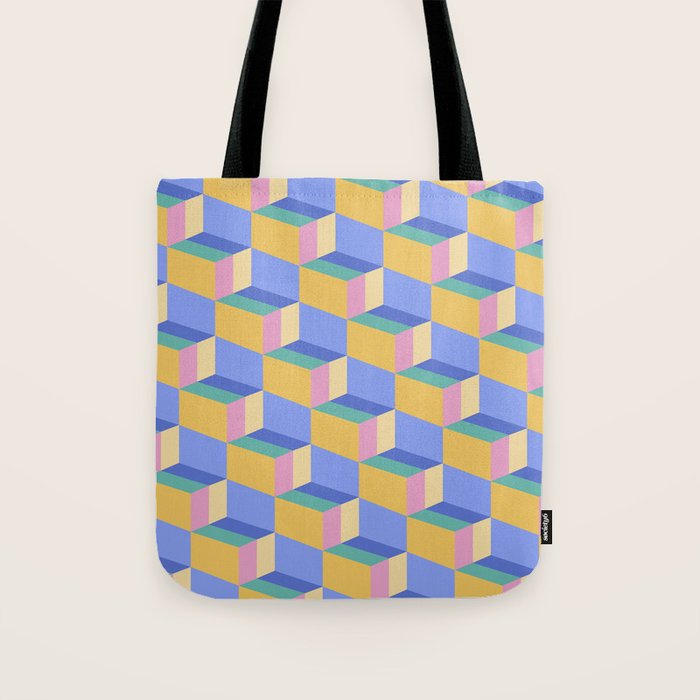 Cuboid Geometric Abstract Shapes Pattern XXIV Tote Bag Gallery Image 1