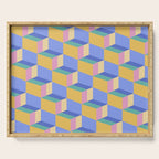 Cuboid Geometric Abstract Shapes Pattern XXIV Serving Tray Gallery Image 1