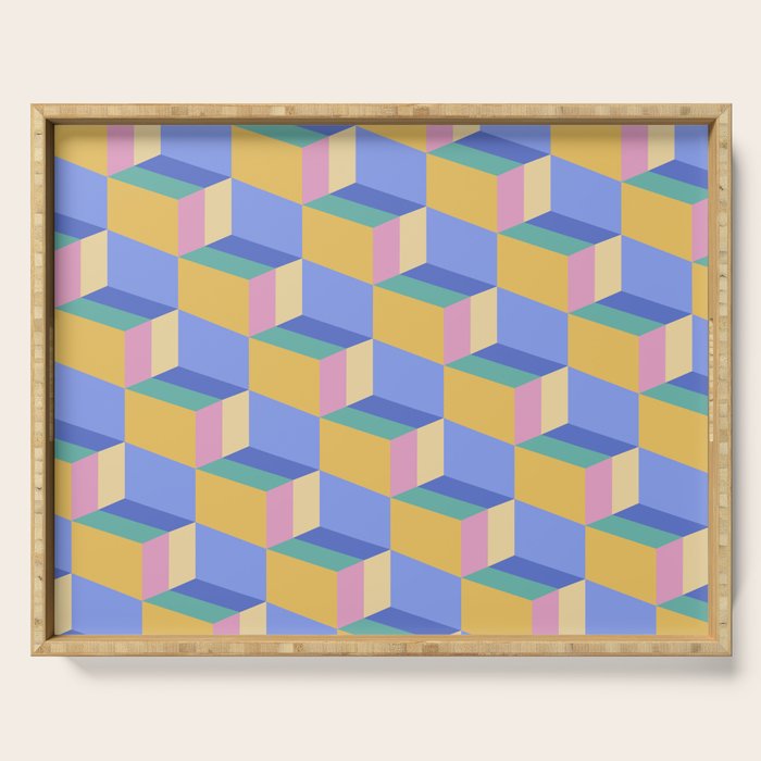 Cuboid Geometric Abstract Shapes Pattern XXIV Serving Tray Gallery Image 1