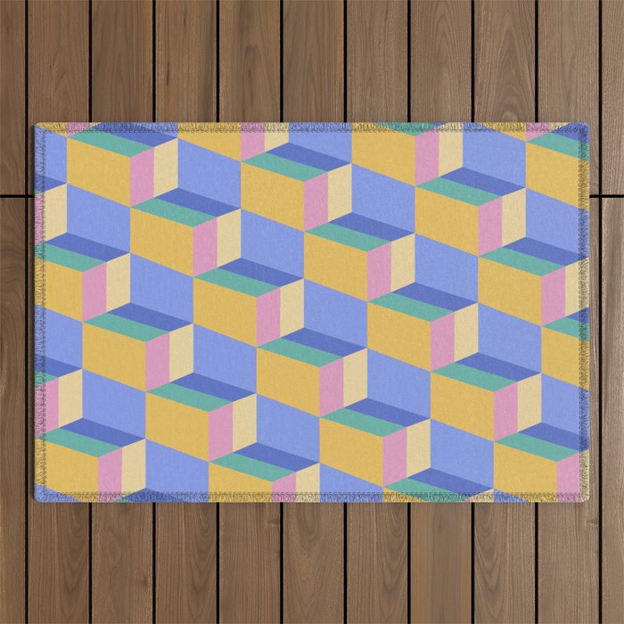 Cuboid Geometric Abstract Shapes Pattern XXIV Outdoor Rug Gallery Image 1