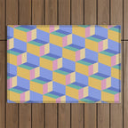 Cuboid Geometric Abstract Shapes Pattern XXIV Outdoor Rug Gallery Image 1