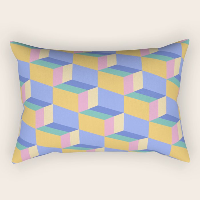 Cuboid Geometric Abstract Shapes Pattern XXIV Rectangular Pillow Gallery Image 2