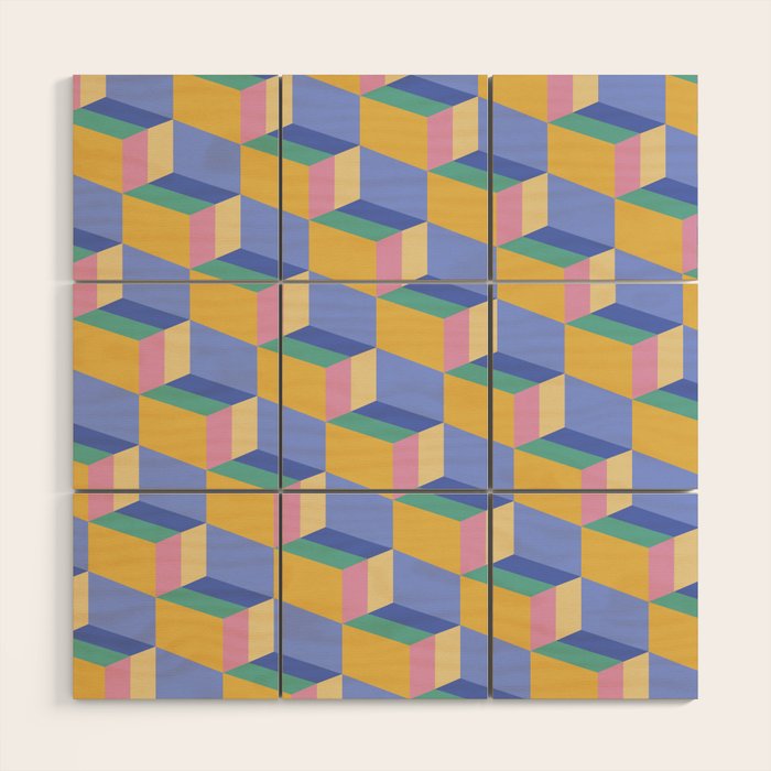 Cuboid Geometric Abstract Shapes Pattern XXIV Wood Wall Art Gallery Image 1