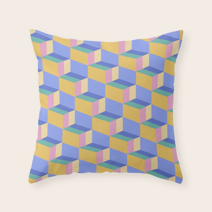 Cuboid Geometric Abstract Shapes Pattern XXIV Throw Pillow Gallery Image 1