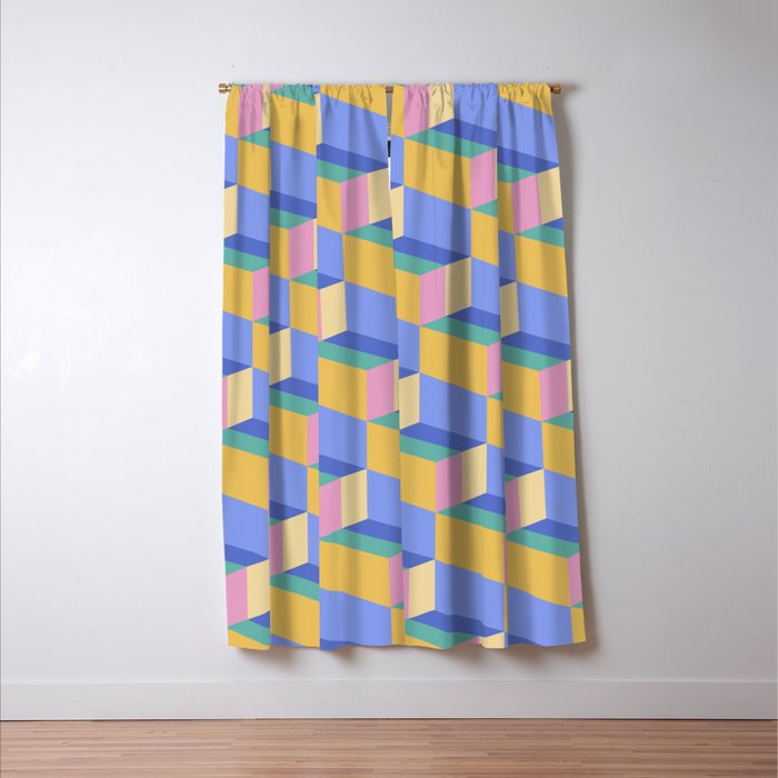 Cuboid Geometric Abstract Shapes Pattern XXIV Window Curtain Gallery Image 3