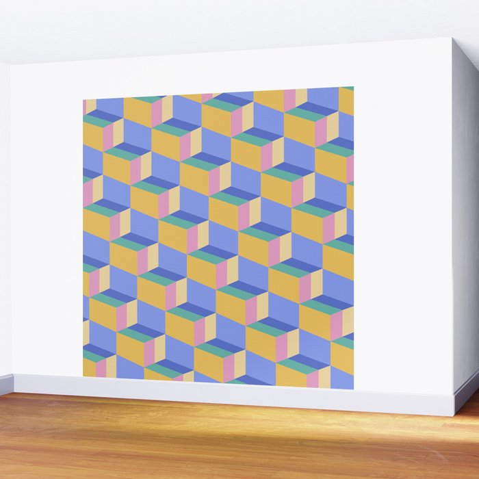 Cuboid Geometric Abstract Shapes Pattern XXIV Wall Mural Gallery Image 2