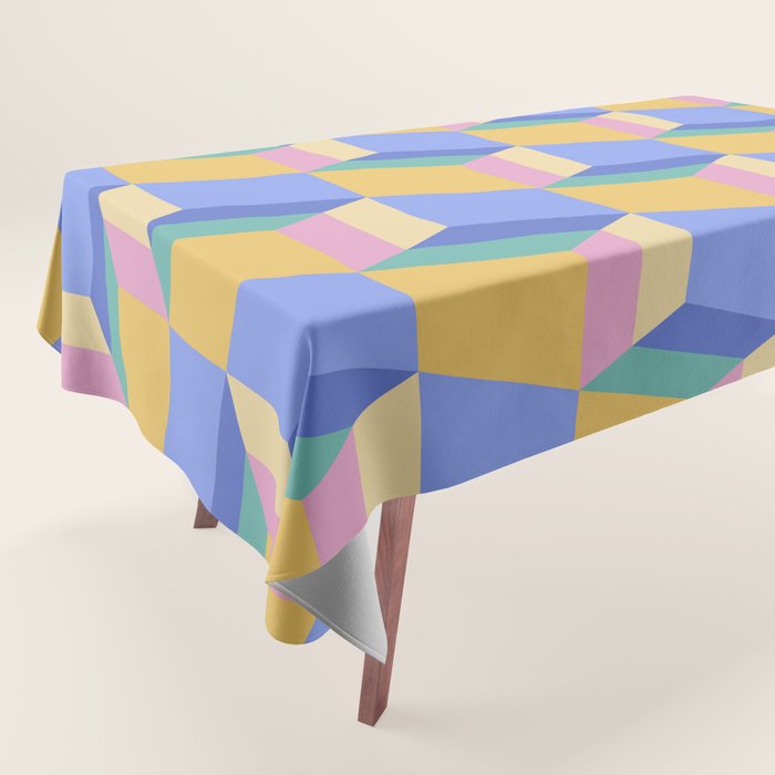Cuboid Geometric Abstract Shapes Pattern XXIV Tablecloth Gallery Image 1
