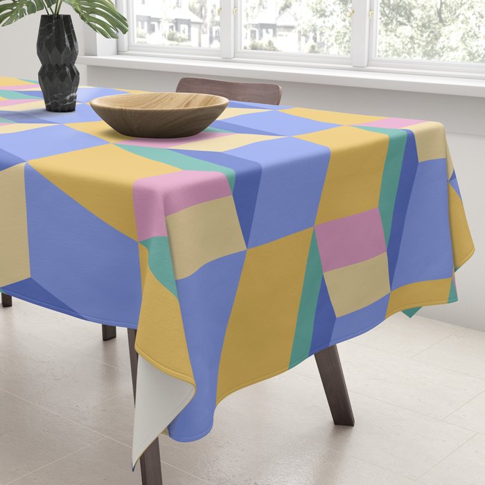 Cuboid Geometric Abstract Shapes Pattern XXIV Tablecloth Gallery Image 3
