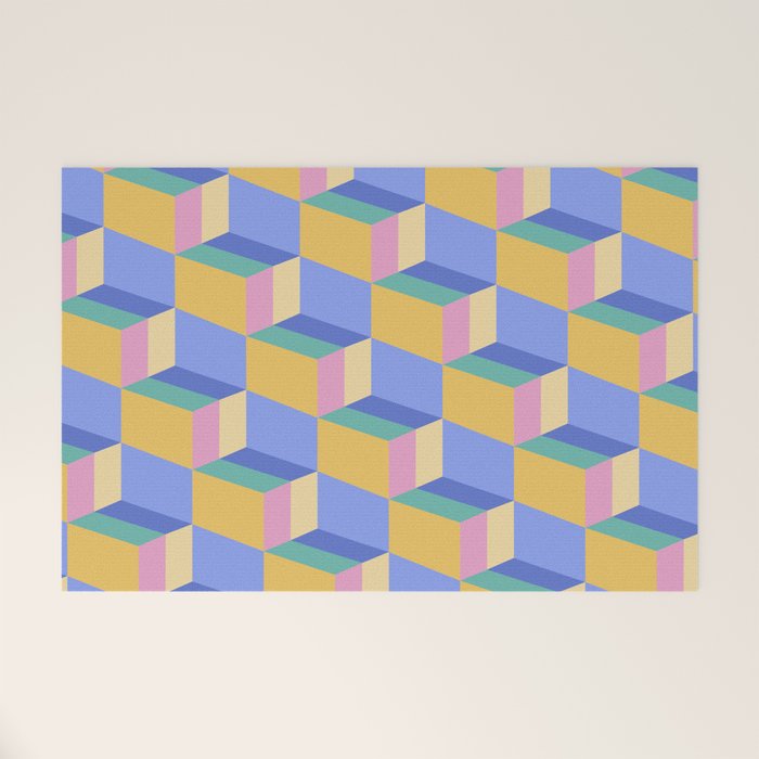 Cuboid Geometric Abstract Shapes Pattern XXIV Welcome Mat Gallery Image 1