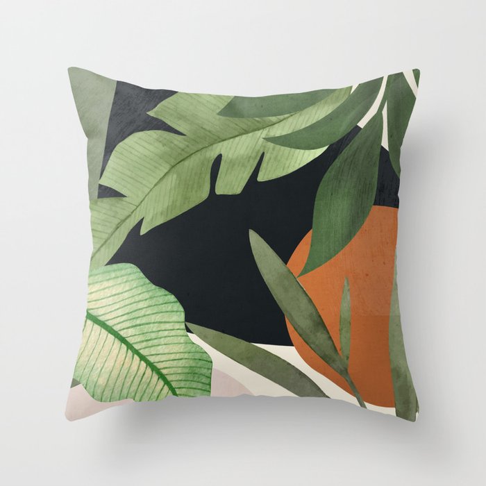 Abstract Art Tropical Leaves 38 Throw Pillow Gallery Image 1
