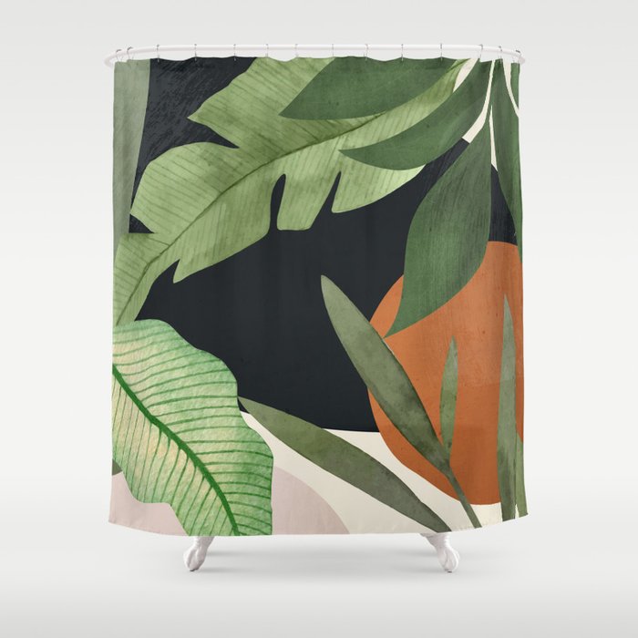Abstract Art Tropical Leaves 38 Shower Curtain Gallery Image 1