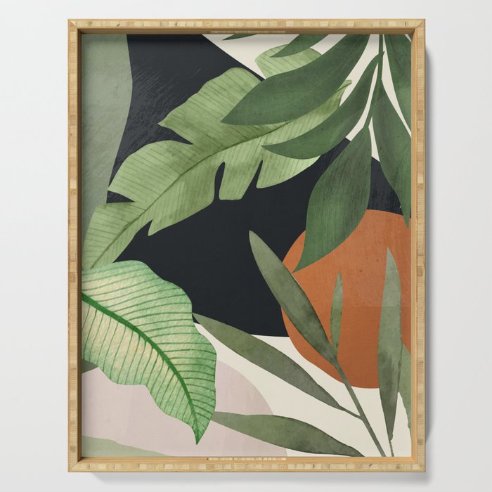 Abstract Art Tropical Leaves 38 Serving Tray Gallery Image 1
