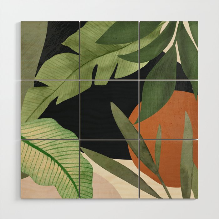 Abstract Art Tropical Leaves 38 Wood Wall Art Gallery Image 1