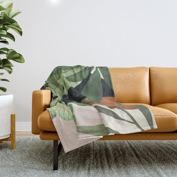 Abstract Art Tropical Leaves 38 Throw Blanket Gallery Image 1
