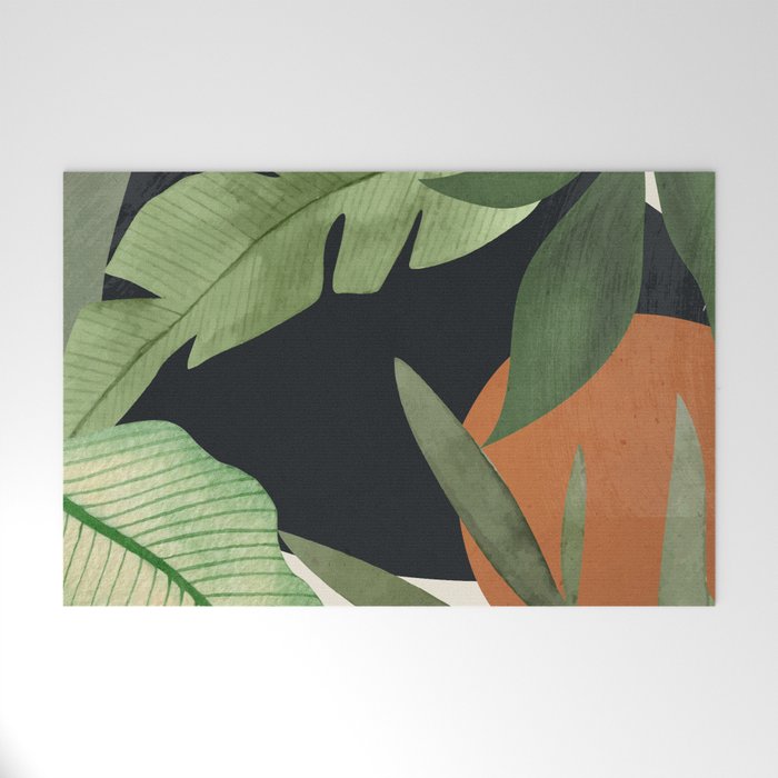 Abstract Art Tropical Leaves 38 Welcome Mat Gallery Image 1