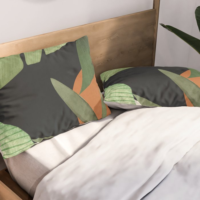 Abstract Art Tropical Leaves 38 Pillow Sham Gallery Image 2