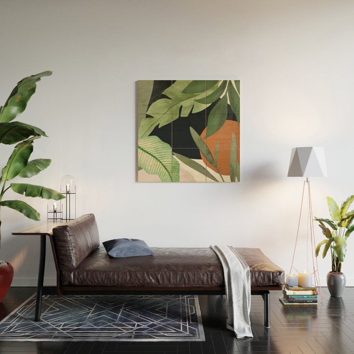 Abstract Art Tropical Leaves 38 Wood Wall Art Gallery Image 2