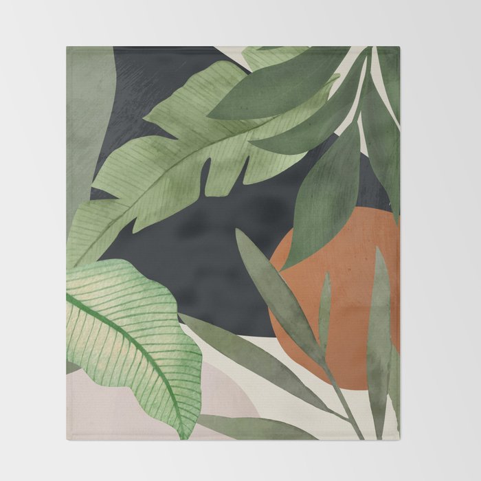 Abstract Art Tropical Leaves 38 Throw Blanket Gallery Image 2