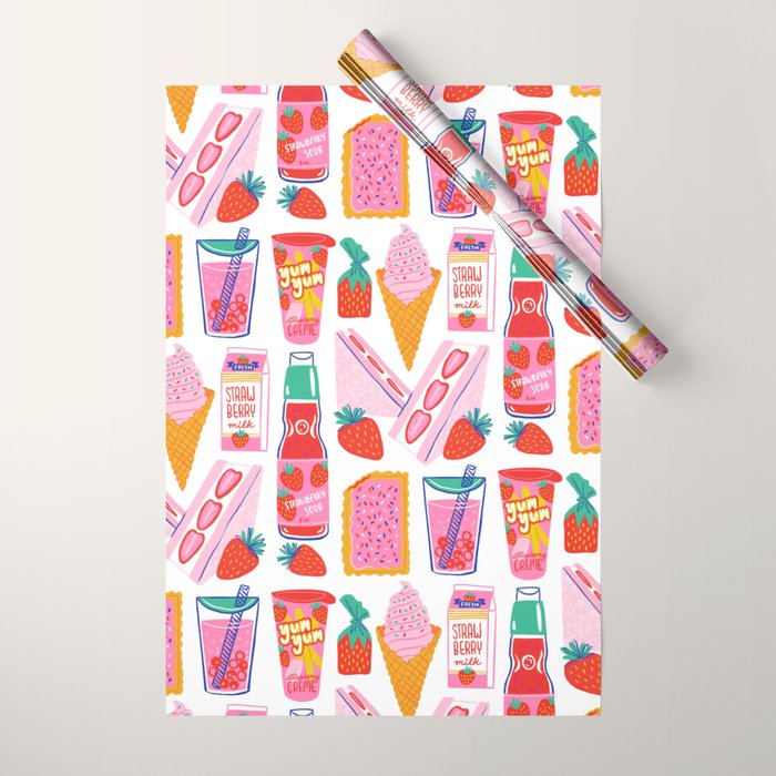 Strawberry Snacks Wrapping Paper Gallery Image 1