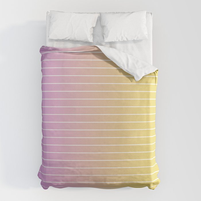 Ombre Arch IV Pink Yellow Sunrise Gradient Modern Geometric Lines Duvet Cover Gallery Image 6