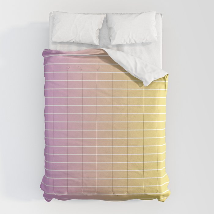 Ombre Arch IV Pink Yellow Sunrise Gradient Modern Geometric Lines Comforter Gallery Image 6