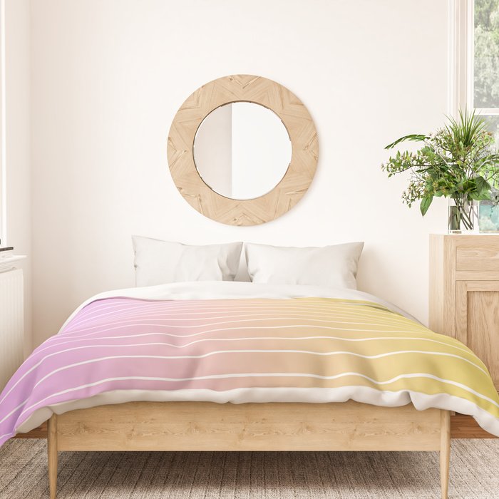 Ombre Arch IV Pink Yellow Sunrise Gradient Modern Geometric Lines Duvet Cover Gallery Image 3