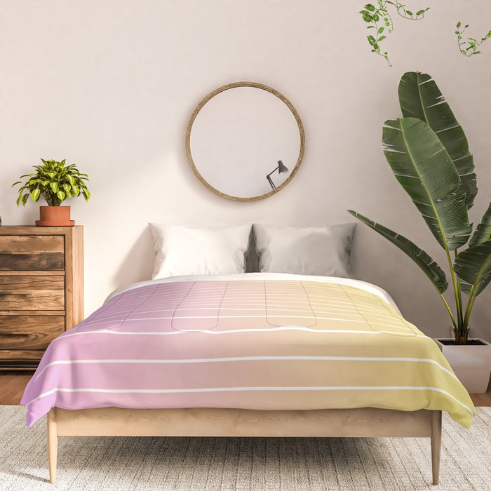Ombre Arch IV Pink Yellow Sunrise Gradient Modern Geometric Lines Comforter Gallery Image 3