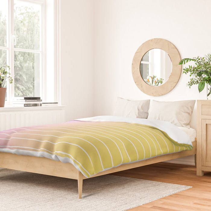 Ombre Arch IV Pink Yellow Sunrise Gradient Modern Geometric Lines Duvet Cover Gallery Image 2