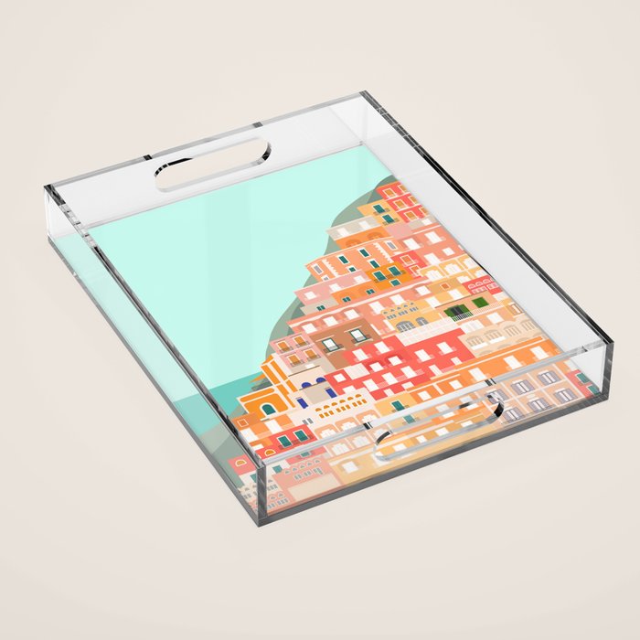 View over the Amalfi Coast, Positano, Italy Acrylic Tray Gallery Image 1